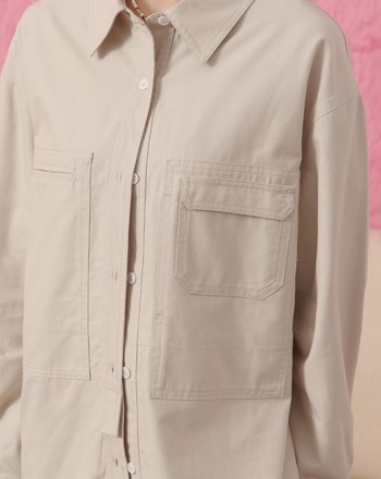 天絲多口袋造型工裝襯衫(兩色)