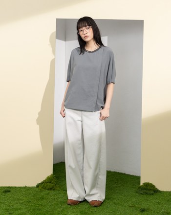 GETAWAY毛巾繡剪接連袖T恤(兩色)