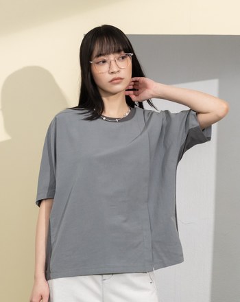 GETAWAY毛巾繡剪接連袖T恤(兩色)