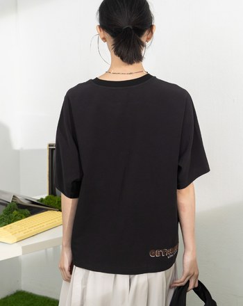 GETAWAY毛巾繡剪接連袖T恤(兩色)