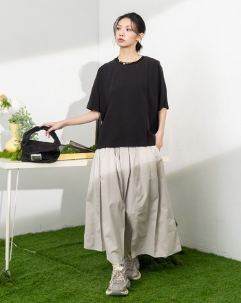 GETAWAY毛巾繡剪接連袖T恤(兩色)