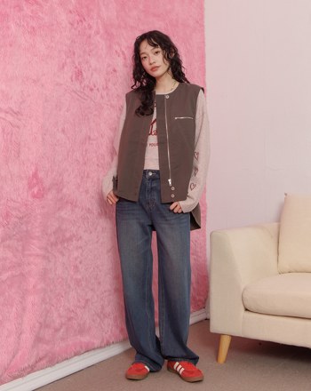 天絲斜邊釦造型工裝背心(兩色)