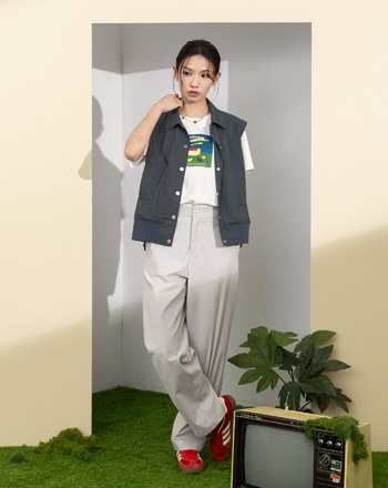 透氣防曬格紋滾邊下擺抽繩背心(兩色)