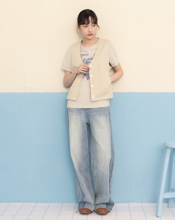 V領後腰抽繩造型背心(兩色)