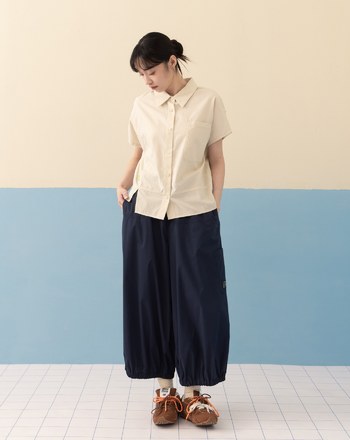 ➤涼感天絲不對稱剪接連袖襯衫(兩色)