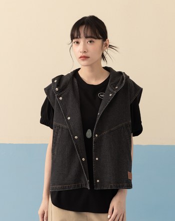 ➤率性連帽牛仔背心(兩色)