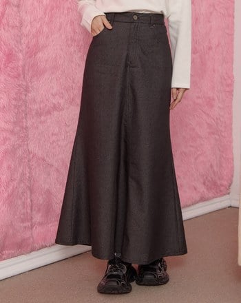 後腰打褶修身魚尾長裙(兩色)