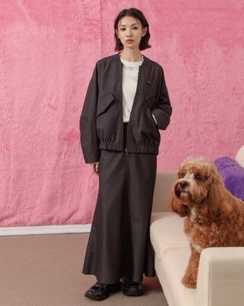 後腰打褶修身魚尾長裙(兩色)