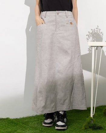 雲霧染開衩彈力微A字裙(兩色)