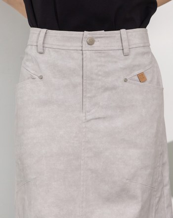 雲霧染開衩彈力微A字裙(兩色)