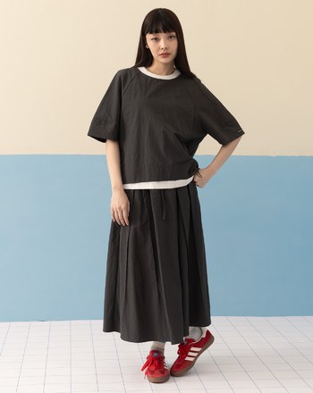 微皺感打褶鬆緊傘裙(兩色)