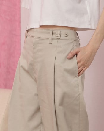 天絲腰頭調節繭型長褲(兩色)