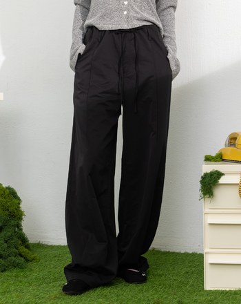 涼感天絲立體縮口繭型寬褲(兩色)