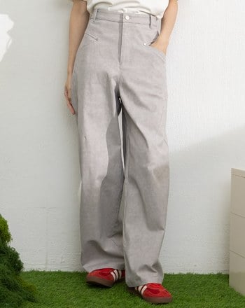 雲霧染立體斜打褶男友褲(兩色)