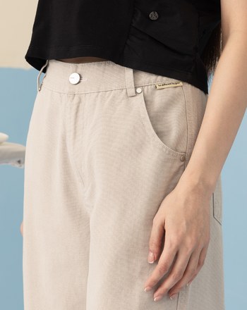 復古水洗後鬆緊男友褲(兩色)