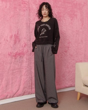 Q彈抗皺條紋休閒西裝寬褲(兩色)