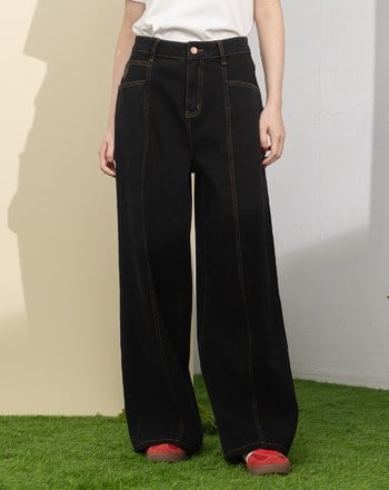 好比例四面彈顯瘦中線牛仔直筒褲