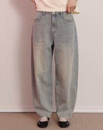 標語鋼印繭型牛仔褲(兩色)