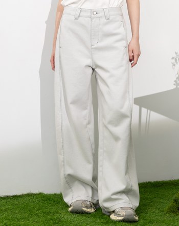 好比例側邊車線直筒牛仔褲