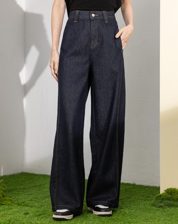 好比例側邊車線天絲直筒牛仔褲