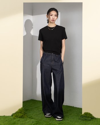 好比例側邊車線天絲直筒牛仔褲