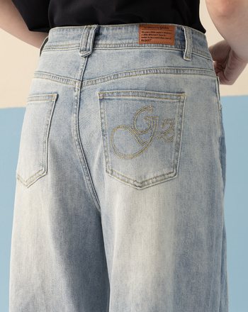 shadow顯瘦拼色直筒牛仔褲(兩色)