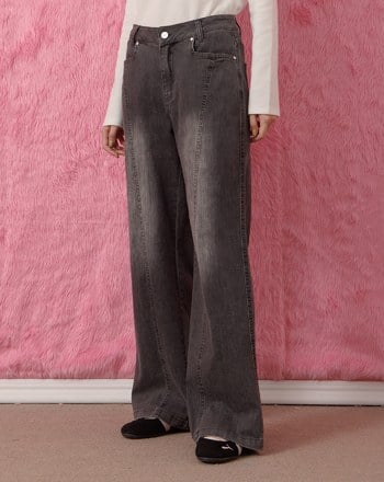 A｜極修身長腿微喇叭刷色牛仔褲(兩色)