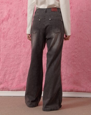 A｜極修身長腿微喇叭刷色牛仔褲(兩色)