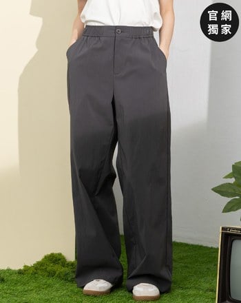 ➤微皺彈性鬆緊直筒寬褲(兩色)
