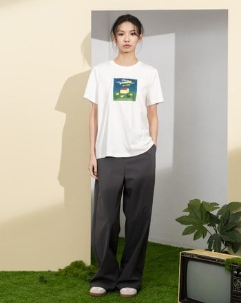 ➤微皺彈性鬆緊直筒寬褲(兩色)