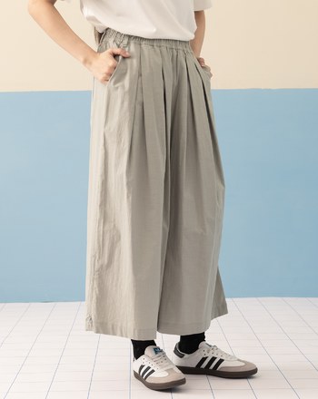 ➤抽繩褲腳打褶八分寬褲(三色)