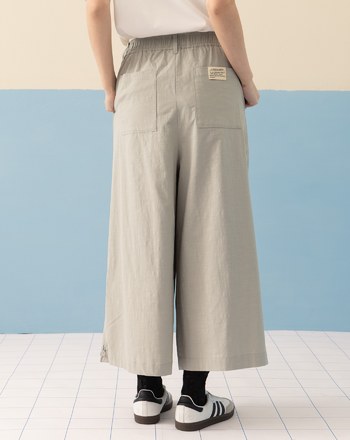 ➤抽繩褲腳打褶八分寬褲(三色)