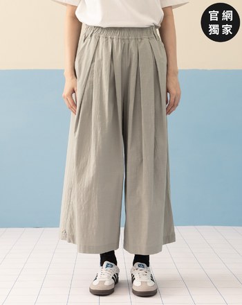 ➤抽繩褲腳打褶八分寬褲(三色)