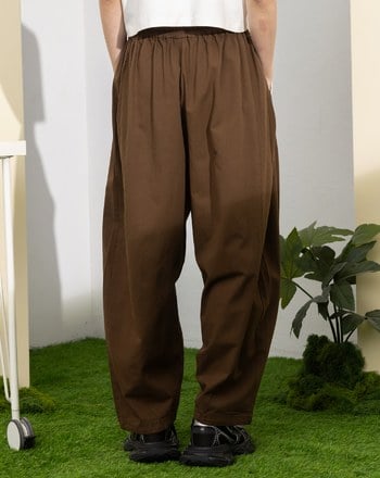 ➤休閒抽繩鬆緊彎刀褲(兩色)