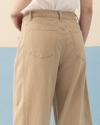 ➤好比例斜車線水洗直筒寬褲(兩色)