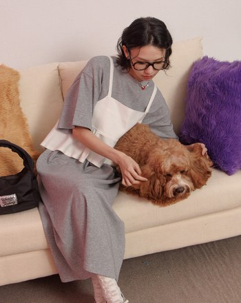 荷葉綁帶背心兩件式洋裝(兩色)