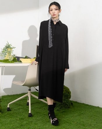 顯瘦抽皺腰線連袖洋裝(兩色)