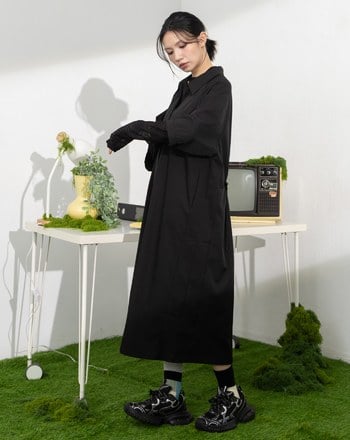 抗皺後腰抽繩造型洋裝(兩色)