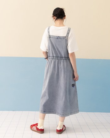 ➤水洗牛仔抽繩吊帶裙(兩色)