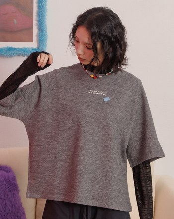 Different World拉克蘭袖仿羊毛T恤(兩色)