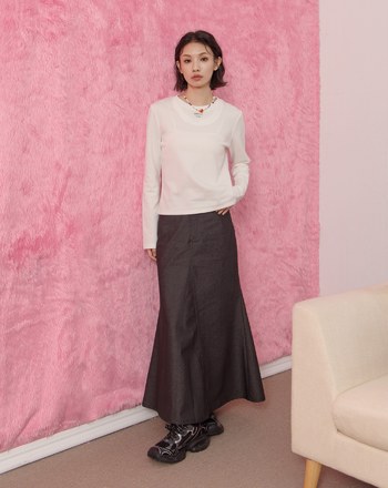 Nice Day!假兩件領合肩長袖T恤(兩色)