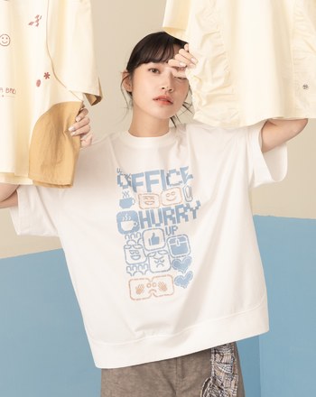 表情符號拼接羅紋涼感T恤(兩色)