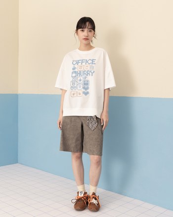 表情符號拼接羅紋涼感T恤(兩色)