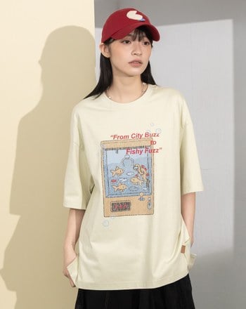 金魚slow motion反褶造型涼感T恤(兩色)