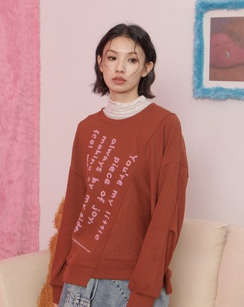 手寫便條紙拼接造型大學T(兩色)