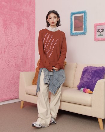 手寫便條紙拼接造型大學T(兩色)