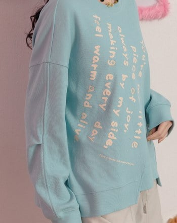 手寫便條紙拼接造型大學T(兩色)