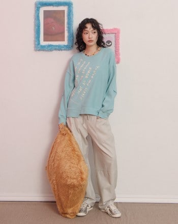 手寫便條紙拼接造型大學T(兩色)