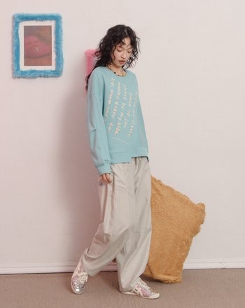 手寫便條紙拼接造型大學T(兩色)