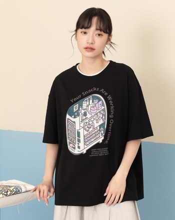 全能防禦Pro+ 販賣機印花寬鬆T恤(兩色)